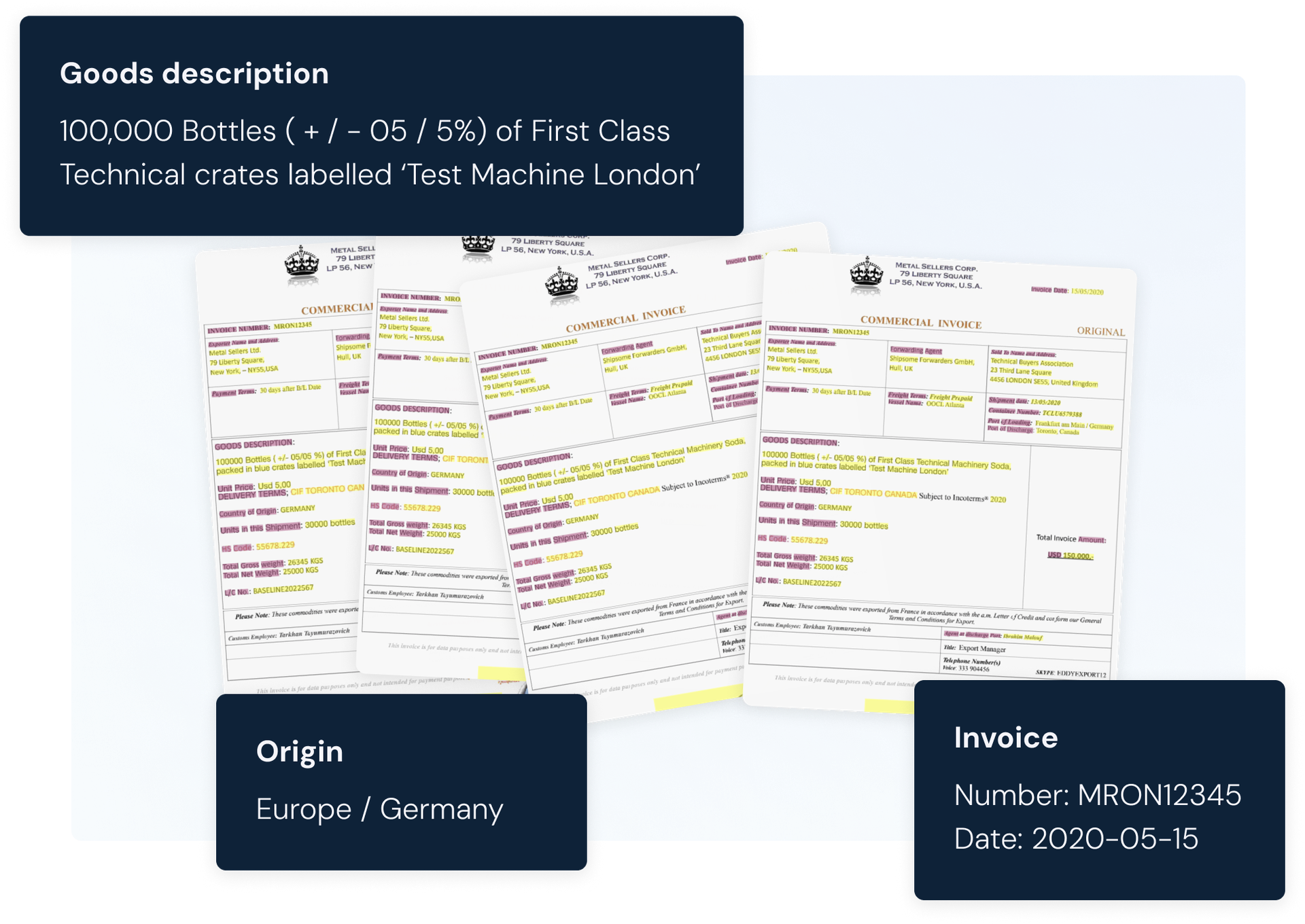Infographic using geometric logo shape with pulled out info from the trade value leak report; €12 million in annual operating costs are trapped